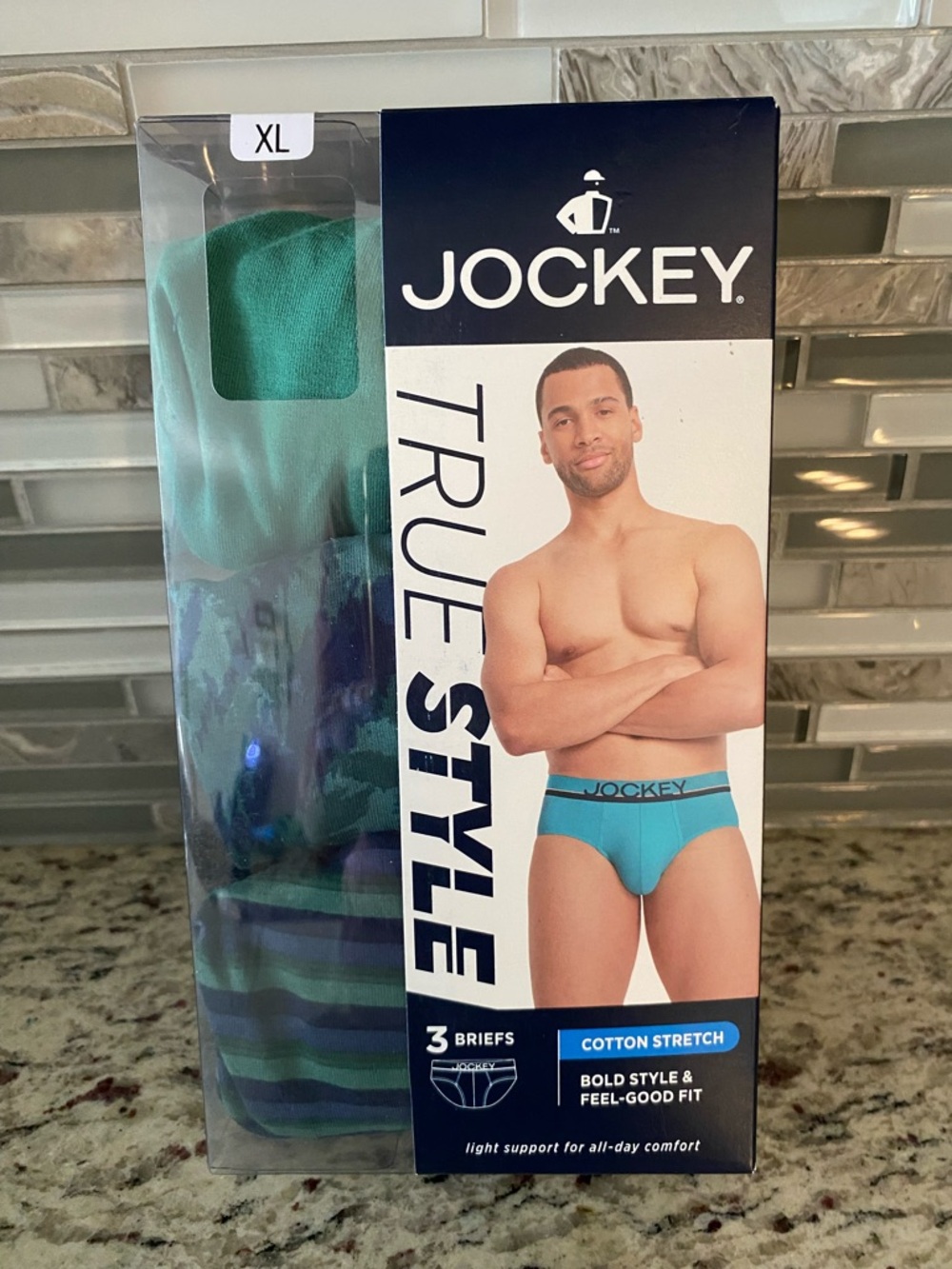 Jockey mens xl 40-42 briefs underwear cotton stretch 3 pairs green blue NEW